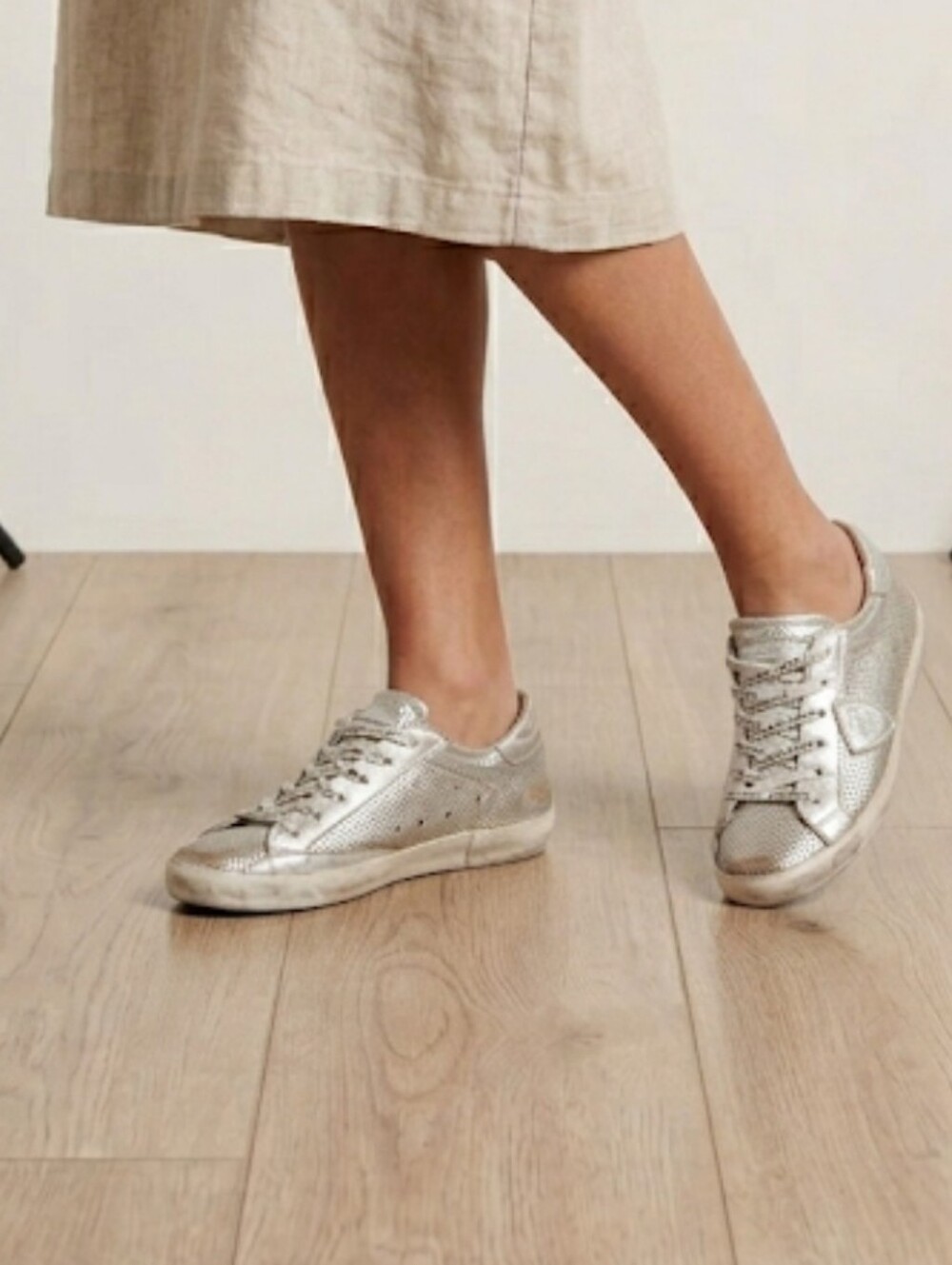 Philippe Model Paris Women Leather Silver Sneakers shoes sz 39/9